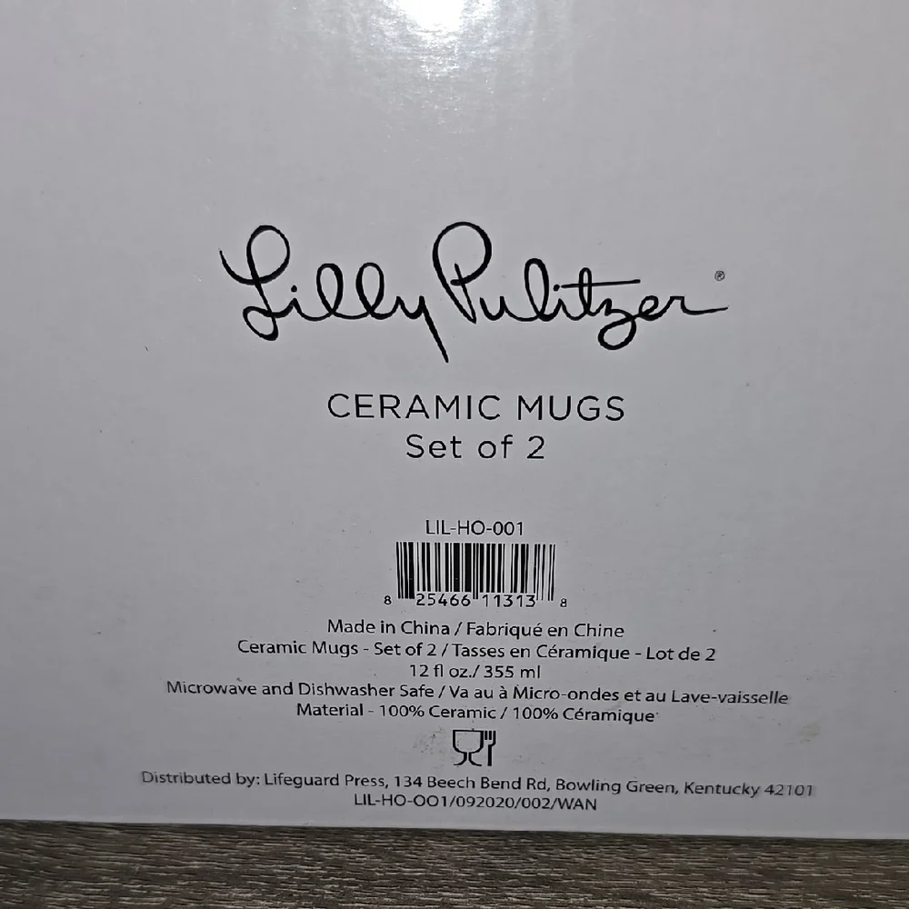 Lilly Pulitzer Blue and White Ceramic Mugs with Floral Design - Picture 7 of 7